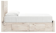 Lawroy Full Panel Storage Bed with Mirrored Dresser and Nightstand in Light Natural from Ashley - Lara Furniture