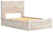 Lawroy Full Panel Storage Bed with Mirrored Dresser and Nightstand in Light Natural from Ashley - Lara Furniture