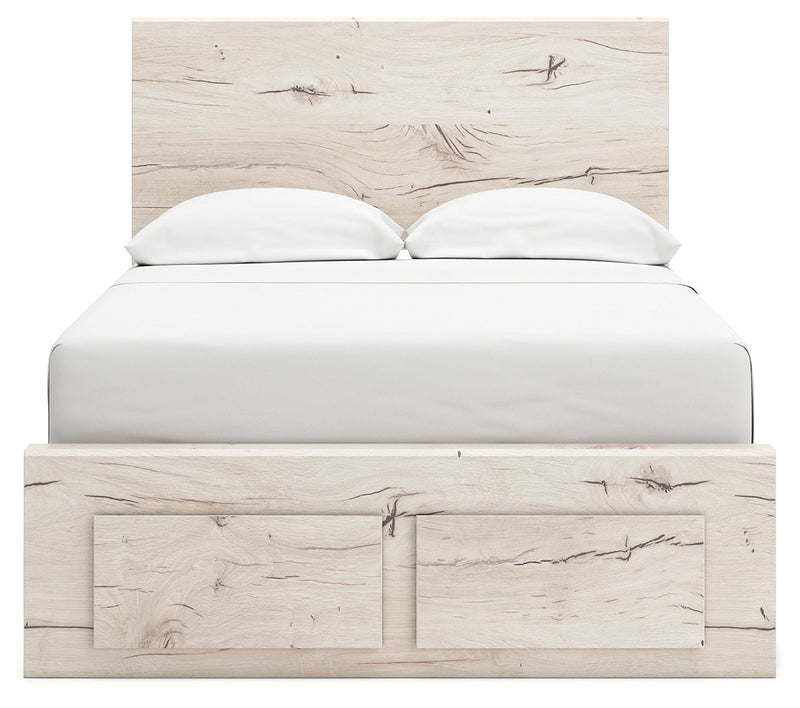 Lawroy Full Panel Storage Bed with Mirrored Dresser, Chest and 2 Nightstands in Light Natural from Ashley - Lara Furniture