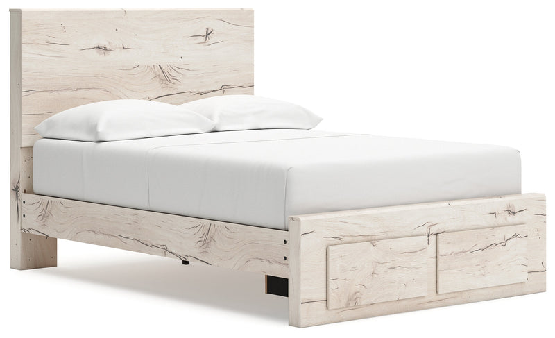 Lawroy Full Panel Storage Bed with Mirrored Dresser, Chest and 2 Nightstands in Light Natural from Ashley - Lara Furniture