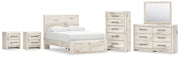 Lawroy Full Panel Storage Bed with Mirrored Dresser, Chest and 2 Nightstands in Light Natural from Ashley - Lara Furniture