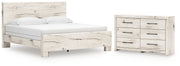 Lawroy King Panel Bed with Dresser in Light Natural from Ashley - Lara Furniture