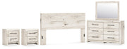 Lawroy King Panel Headboard with Mirrored Dresser and 2 Nightstands in Light Natural from Ashley - Lara Furniture