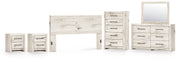 Lawroy King Panel Headboard with Mirrored Dresser, Chest and 2 Nightstands in Light Natural from Ashley - Lara Furniture