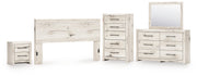 Lawroy King Panel Headboard with Mirrored Dresser, Chest and Nightstand in Light Natural from Ashley - Lara Furniture