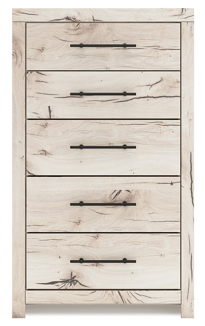 Lawroy King Panel Headboard with Mirrored Dresser, Chest and Nightstand in Light Natural from Ashley - Lara Furniture