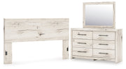 Lawroy King Panel Headboard with Mirrored Dresser in Light Natural from Ashley - Lara Furniture