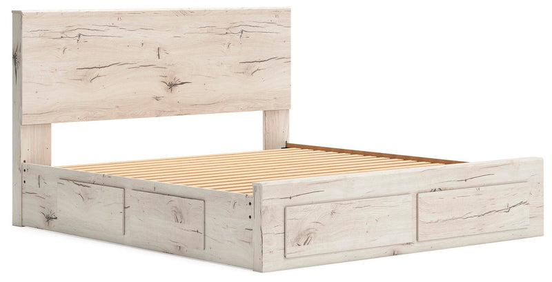 Lawroy King Panel Storage Bed, Dresser, Mirror, Chest and Nightstand in Light Natural - PKG020208