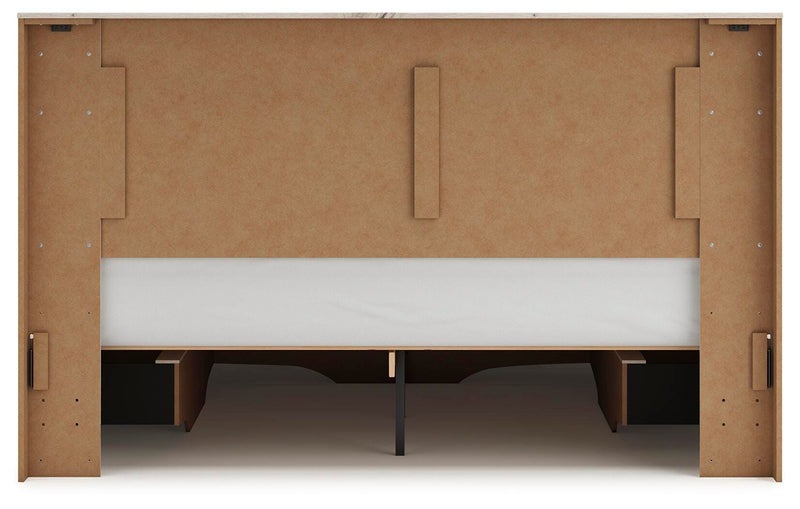 Lawroy King Panel Storage Bed, Dresser, Mirror, Chest and Nightstand in Light Natural - PKG020208
