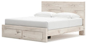 Lawroy King Panel Storage Bed with 2 Nightstands in Light Natural from Ashley - Lara Furniture