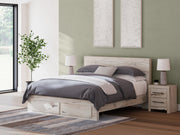 Lawroy King Panel Storage Bed with 2 Nightstands in Light Natural from Ashley - Lara Furniture