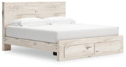 Lawroy King Panel Storage Bed with Dresser and 2 Nightstands in Light Natural from Ashley - Lara Furniture