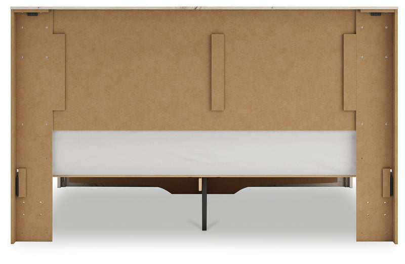 Lawroy King Panel Storage Bed with Dresser and 2 Nightstands in Light Natural from Ashley - Lara Furniture
