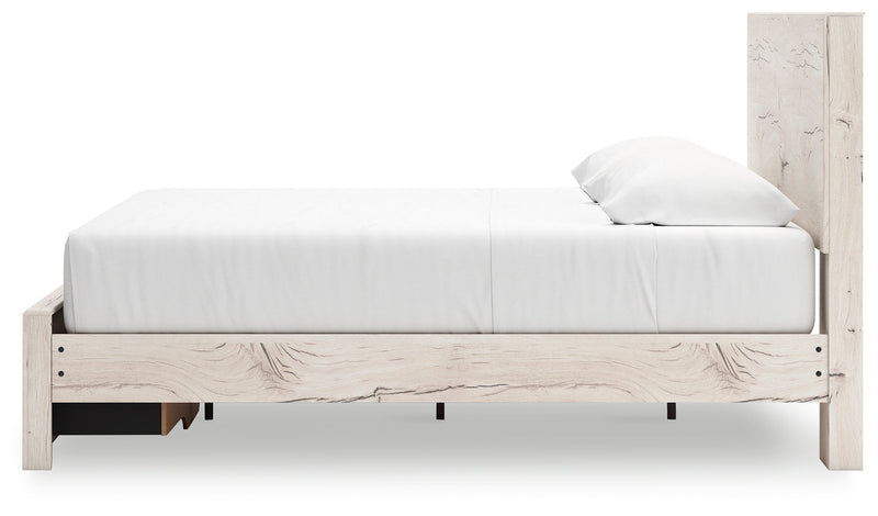 Lawroy King Panel Storage Bed with Dresser and 2 Nightstands in Light Natural from Ashley - Lara Furniture