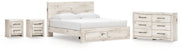 Lawroy King Panel Storage Bed with Dresser and 2 Nightstands in Light Natural from Ashley - Lara Furniture