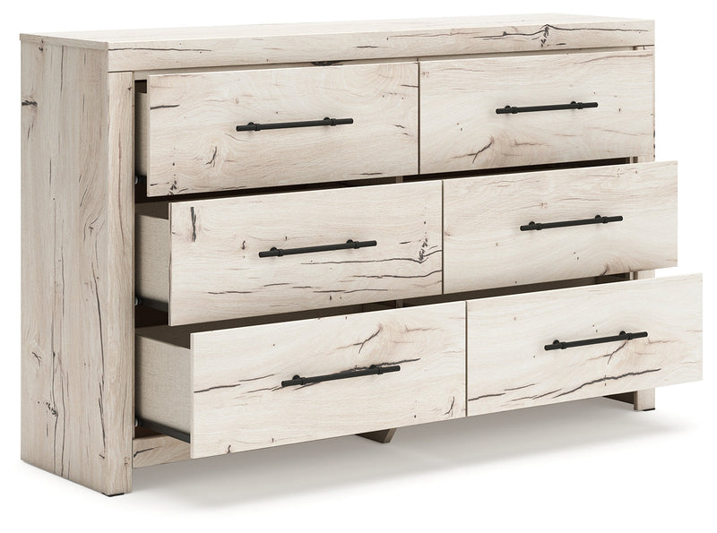 Lawroy King Panel Storage Bed with Dresser and 2 Nightstands in Light Natural from Ashley - Lara Furniture