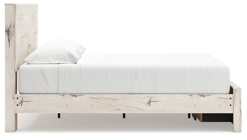 Lawroy King Panel Storage Bed with Dresser in Light Natural from Ashley - Lara Furniture