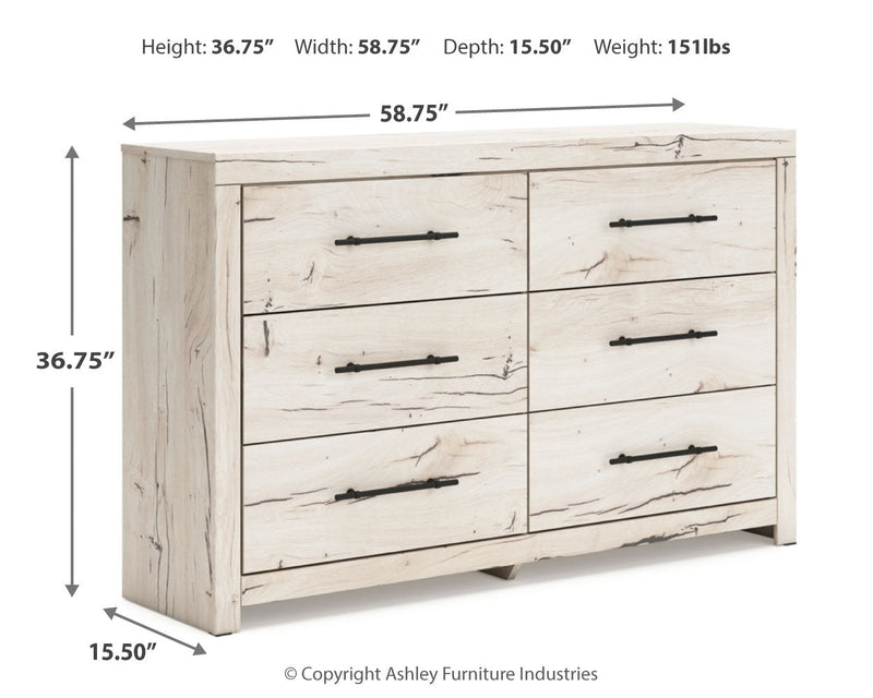 Lawroy King Panel Storage Bed with Dresser in Light Natural from Ashley - Lara Furniture