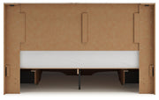 Lawroy King Panel Storage Bed with Mirrored Dresser and Nightstand in Light Natural from Ashley - Lara Furniture