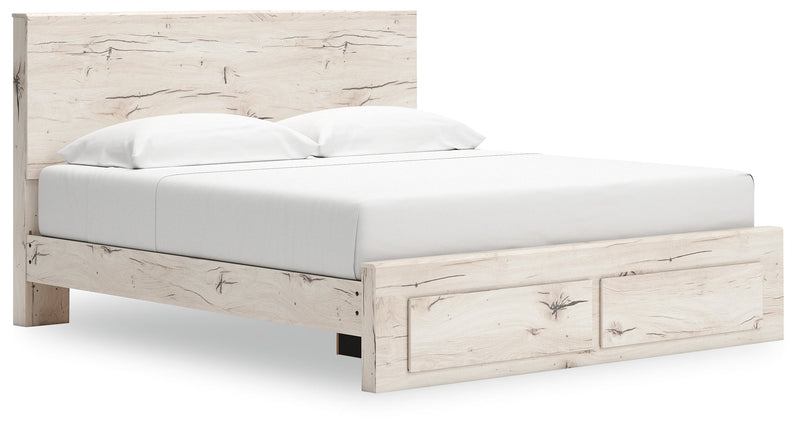 Lawroy King Panel Storage Bed with Mirrored Dresser, Chest and 2 Nightstands in Light Natural from Ashley - Lara Furniture