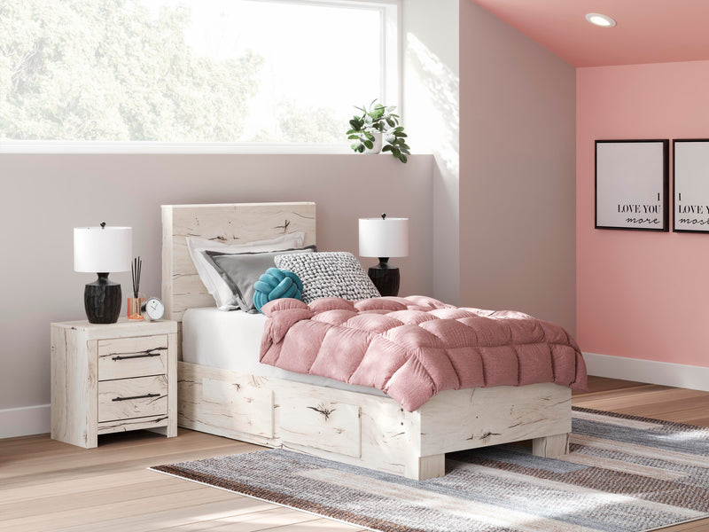 Lawroy Light Natural Twin Panel Bed with Storage and Nightstand - B2310B52