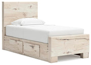 Lawroy Light Natural Twin Panel Bed with Storage and Nightstand - B2310B52