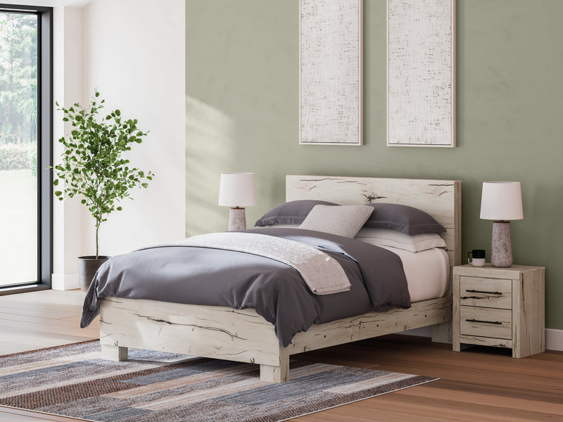 Lawroy Queen Panel Bed with 2 Nightstands in Light Natural from Ashley - Lara Furniture