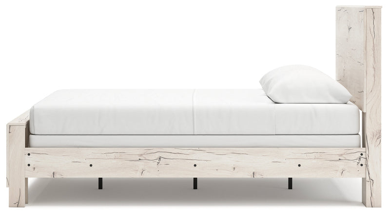 Lawroy Queen Panel Bed with Mirrored Dresser and 2 Nightstands in Light Natural from Ashley - Lara Furniture