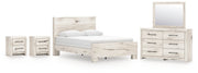 Lawroy Queen Panel Bed with Mirrored Dresser and 2 Nightstands in Light Natural from Ashley - Lara Furniture