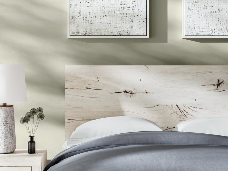 Lawroy Queen Panel Bed with Mirrored Dresser, Chest and 2 Nightstands in Light Natural from Ashley - Lara Furniture