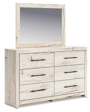 Lawroy Queen Panel Bed with Mirrored Dresser, Chest and Nightstand in Light Natural from Ashley - Lara Furniture