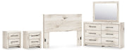 Lawroy Queen Panel Headboard with Mirrored Dresser and 2 Nightstands in Light Natural from Ashley - Lara Furniture