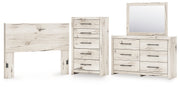 Lawroy Queen Panel Headboard with Mirrored Dresser and Chest in Light Natural from Ashley - Lara Furniture