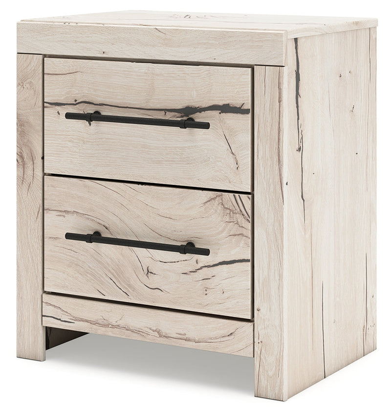 Lawroy Queen Panel Headboard with Mirrored Dresser and Nightstand in Light Natural from Ashley - Lara Furniture