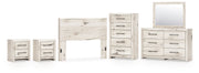 Lawroy Queen Panel Headboard with Mirrored Dresser, Chest and 2 Nightstands in Light Natural from Ashley - Lara Furniture
