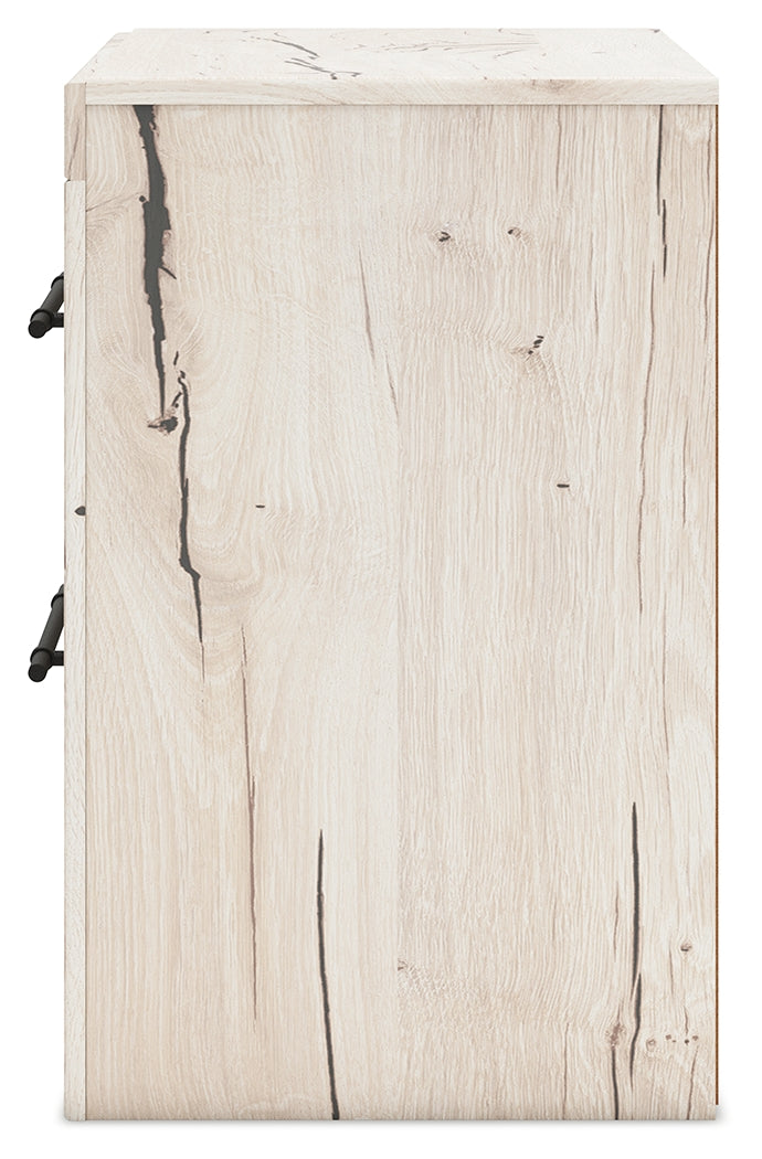 Lawroy Queen Panel Storage Bed with 2 Nightstands in Light Natural from Ashley - Lara Furniture