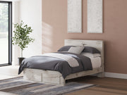 Lawroy Queen Panel Storage Bed with 2 Nightstands in Light Natural from Ashley - Lara Furniture