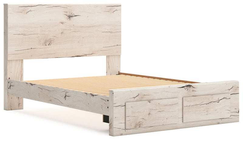 Lawroy Queen Panel Storage Bed with 2 Nightstands in Light Natural from Ashley - Lara Furniture