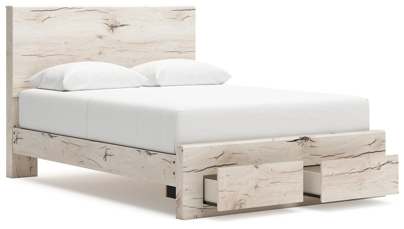 Lawroy Queen Panel Storage Bed with Dresser in Light Natural from Ashley - Lara Furniture