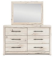 Lawroy Queen Panel Storage Bed with Mirrored Dresser and 2 Nightstands in Light Natural from Ashley - Lara Furniture