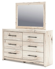 Lawroy Queen Panel Storage Bed with Mirrored Dresser and 2 Nightstands in Light Natural from Ashley - Lara Furniture