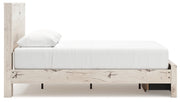 Lawroy Queen Panel Storage Bed with Mirrored Dresser and Chest in Light Natural from Ashley - Lara Furniture