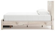 Lawroy Queen Panel Storage Bed with Mirrored Dresser and Chest in Light Natural from Ashley - Lara Furniture