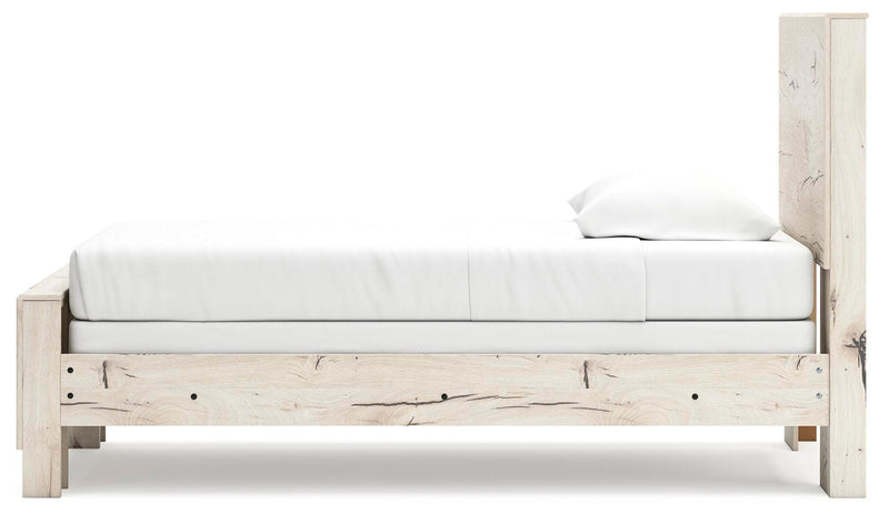 Lawroy Twin Panel Bed, Dresser, Mirror and Chest in Light Natural - PKG020216