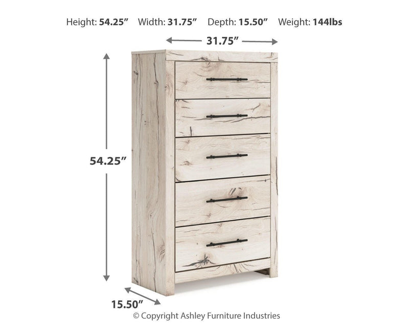 Lawroy Twin Panel Bed, Dresser, Mirror and Chest in Light Natural - PKG020216