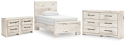 Lawroy Twin Panel Bed with Dresser and 2 Nightstands in Light Natural from Ashley - Lara Furniture