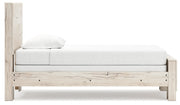 Lawroy Twin Panel Bed with Mirrored Dresser in Light Natural - PKG020212