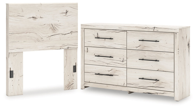 Lawroy Twin Panel Headboard with Dresser in Light Natural from Ashley - Lara Furniture