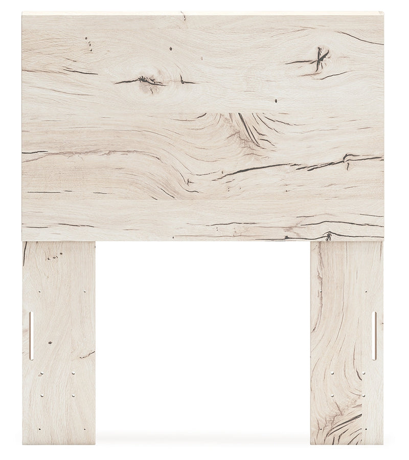 Lawroy Twin Panel Headboard with Mirrored Dresser and Chest in Light Natural from Ashley - Lara Furniture