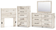 Lawroy Twin Panel Headboard with Mirrored Dresser and Chest in Light Natural from Ashley - Lara Furniture